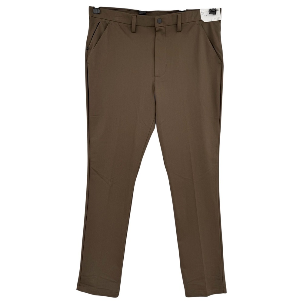 Stylus Men's Brown Slim Fit Performance Stretch Chino Pants Size 38x32 NWT